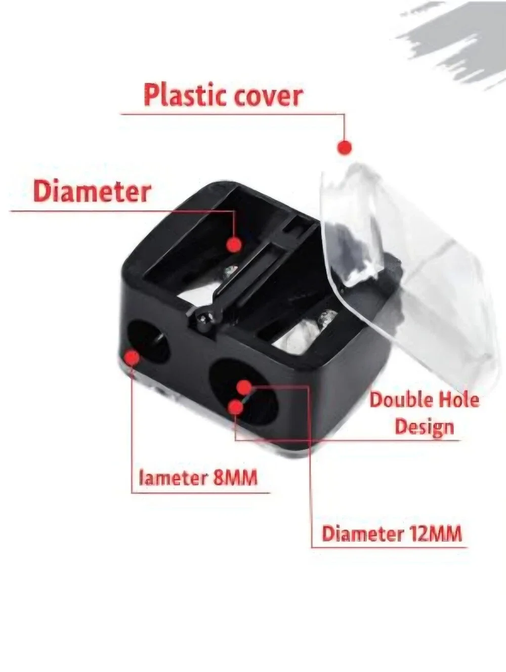 Dual Hole Pencil Sharpener Designed For Makeup With Clear Plastic Shaving Cover